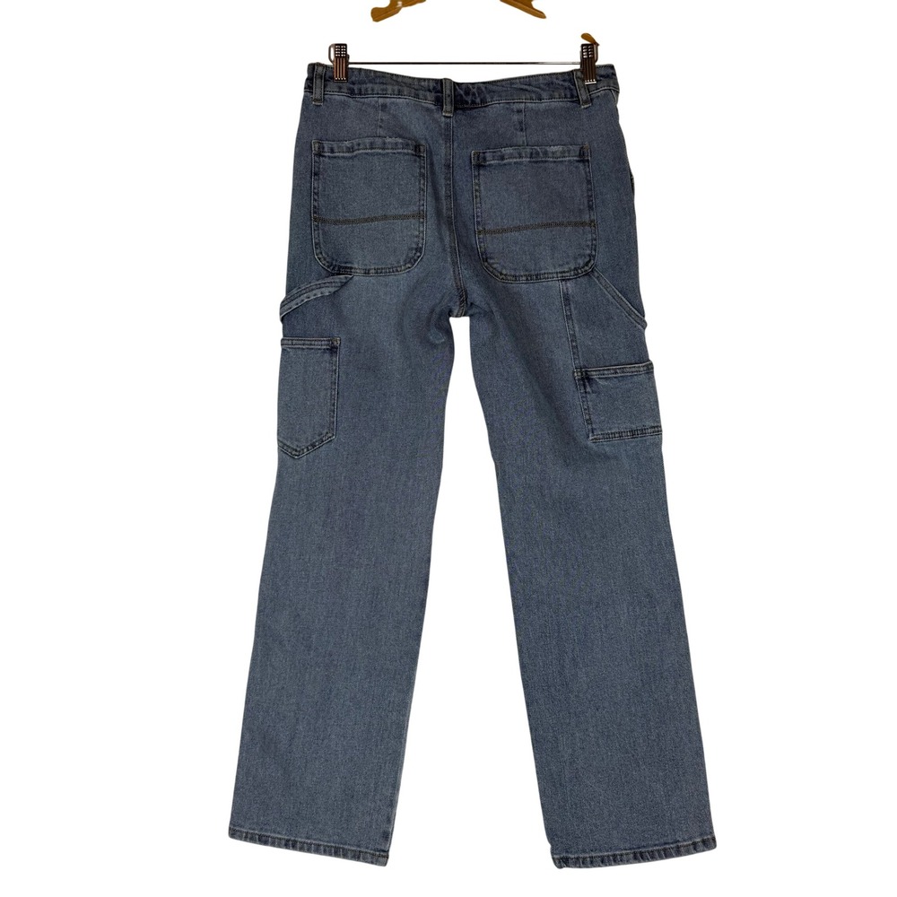 Sincerely Jules Carpenter Jeans Women 7/28 Blue Utility Straight Leg SJ22969BUA